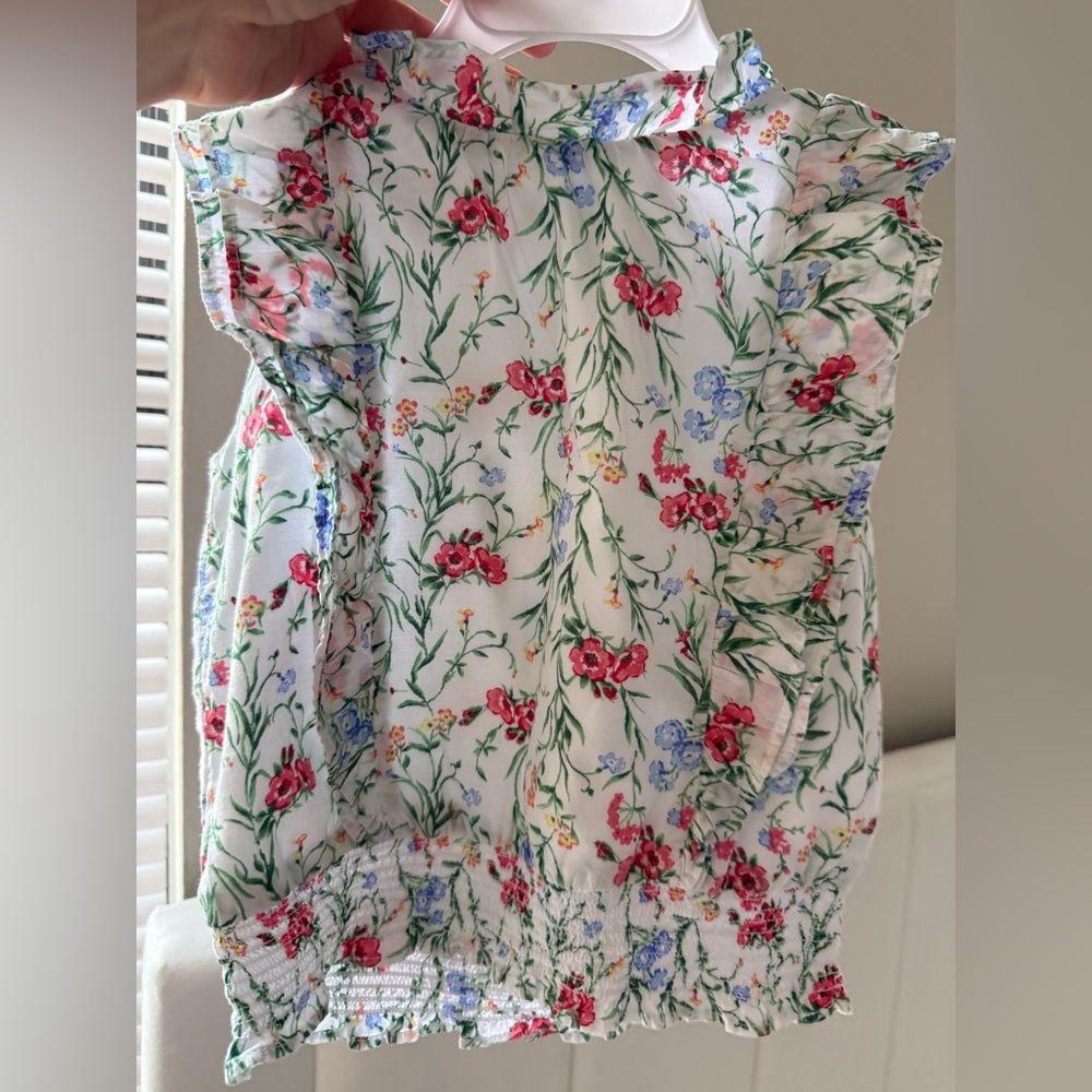 Janie and Jack Matching Floral Ruffle Cropped Top and Skirt 4T